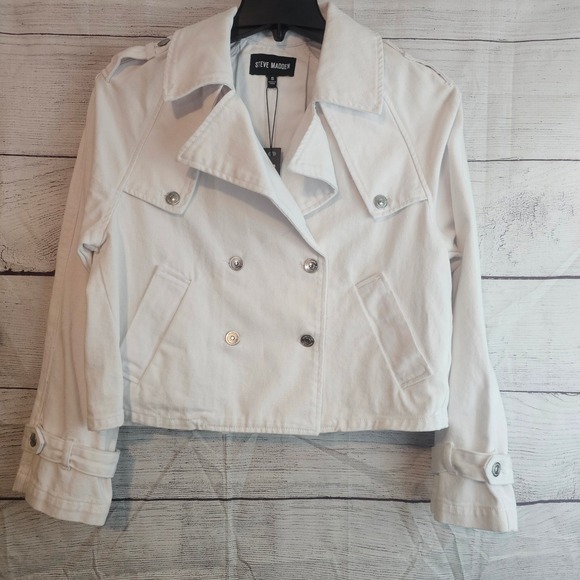 Steve Madden Jackets & Blazers - Steve Madden S Small Sirus White Denim Jacket Jean NWT 1432